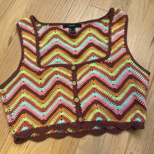 Forever 21 size small multicolor crochet crop top